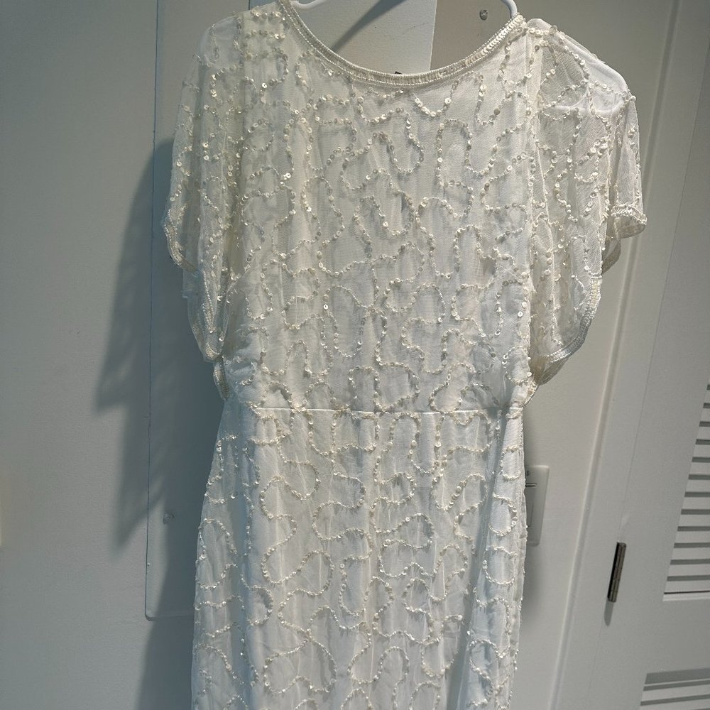 Adrianna Papell white beaded cocktail dress, size 8